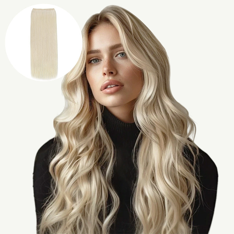 Platinum Blonde (60A) Sew-In Weft Hair Extensions (80g-110g) – 100% Remy Human Hair.