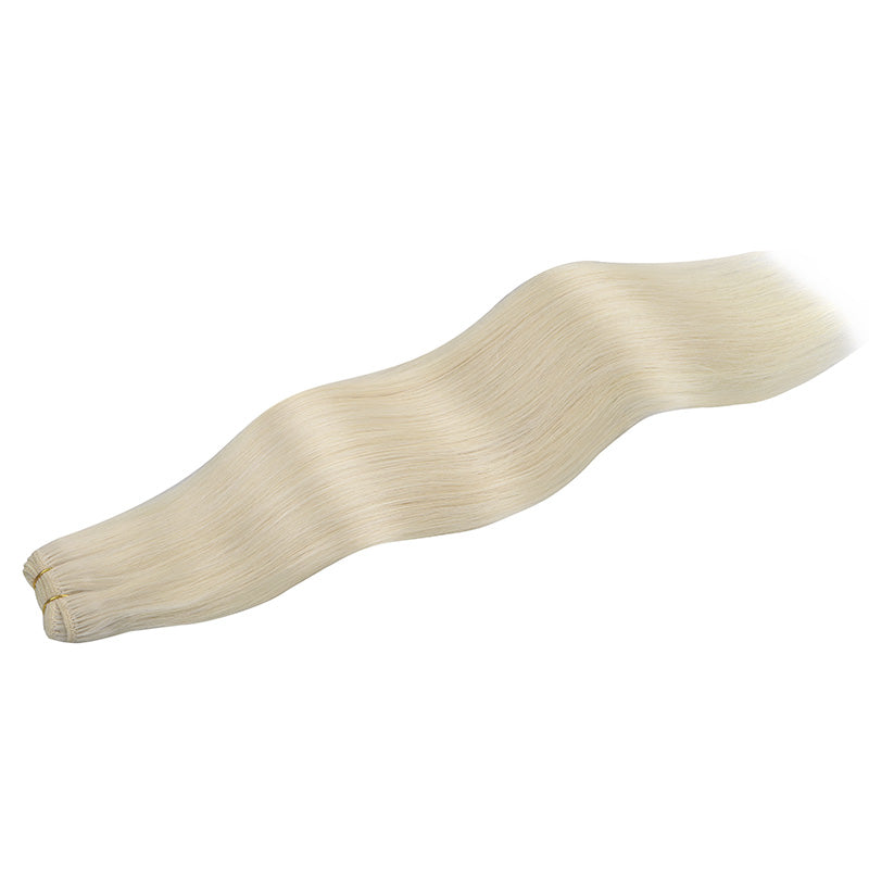 Platinum Blonde (60A) Sew-In Weft Hair Extensions (80g-110g) – 100% Remy Human Hair.