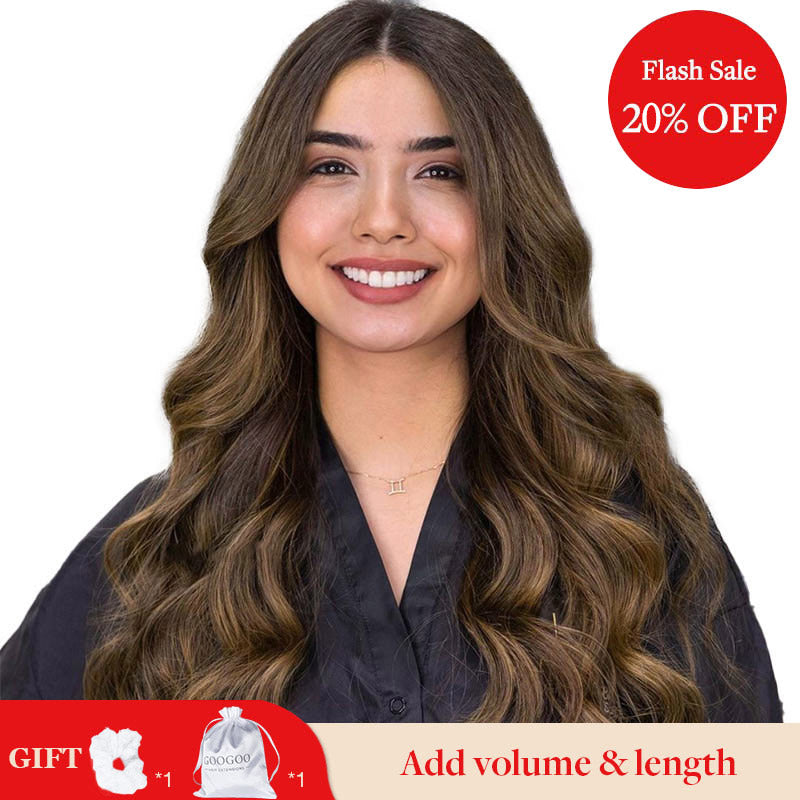 18" Platinum Blonde Balayage (17/22/60) Double Drawn Clip in 160g – 100% Remy Human Hair.