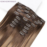 GOO GOO HALO Double Drawn Clip in Hair Extensions 160g – 100% Remy Human Hair.
