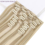 GOO GOO HALO Double Drawn Clip in Hair Extensions 160g – 100% Remy Human Hair.