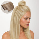 Light Blonde Highlights (16/22A) Invisi Edge Seamless Clip-Ins (130g-170g)-100% Remy Human Hair extensions and accessories.