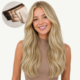  Natural Blonde Balayage (18ET90A) Thick Sew-In Weft Hair Extensions (100g-160g)_100% Remy Human Hair extensions and accessories.