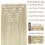 Double Drawn Clip in Hair Extensions 160g-sale