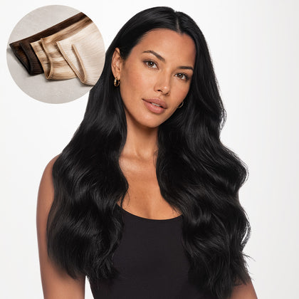  Natural Black (1B) Thick Sew-In Weft Hair Extensions (100g-160g)_100% Remy Human Hair extensions and accessories.
