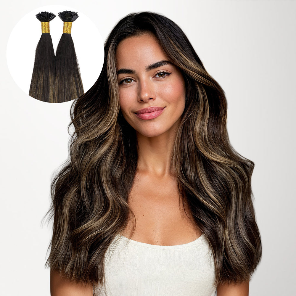 Dark Brown Balayage (2/6/2) Flat Tip Hair Extensions 60g