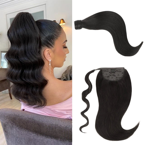 Brown ombre ponytail extension human hair straight for Black Women