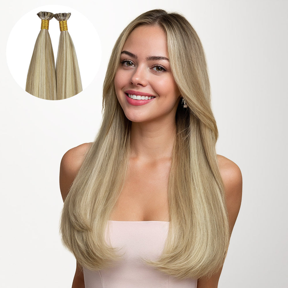 Light Blonde Highlights (16/22A) Flat Tip Hair Extensions 60g