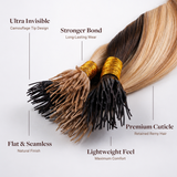 Extensiones de cabello con punta en I de color negro a rubio claro (1B/16/1B)