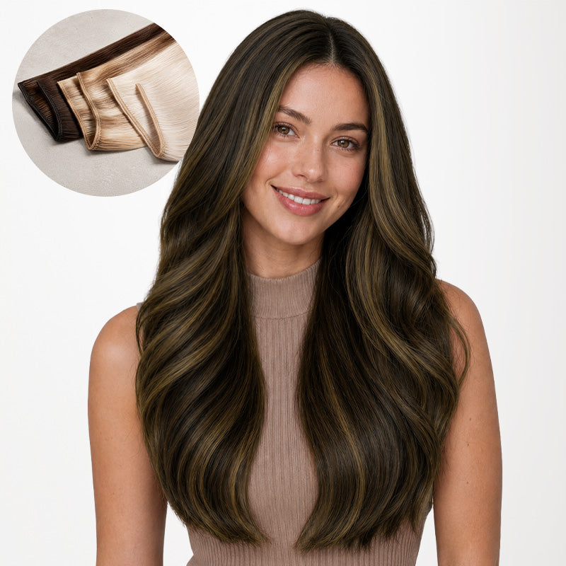 DUNKELBRAUN BALAYAGE (2/6/2) Einnähende Haarverlängerungen