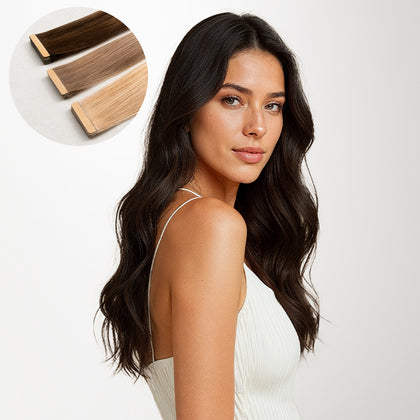Light Brown (2A) Tape-Ins 50g_100% Remy Human Hair extensions and accessories.