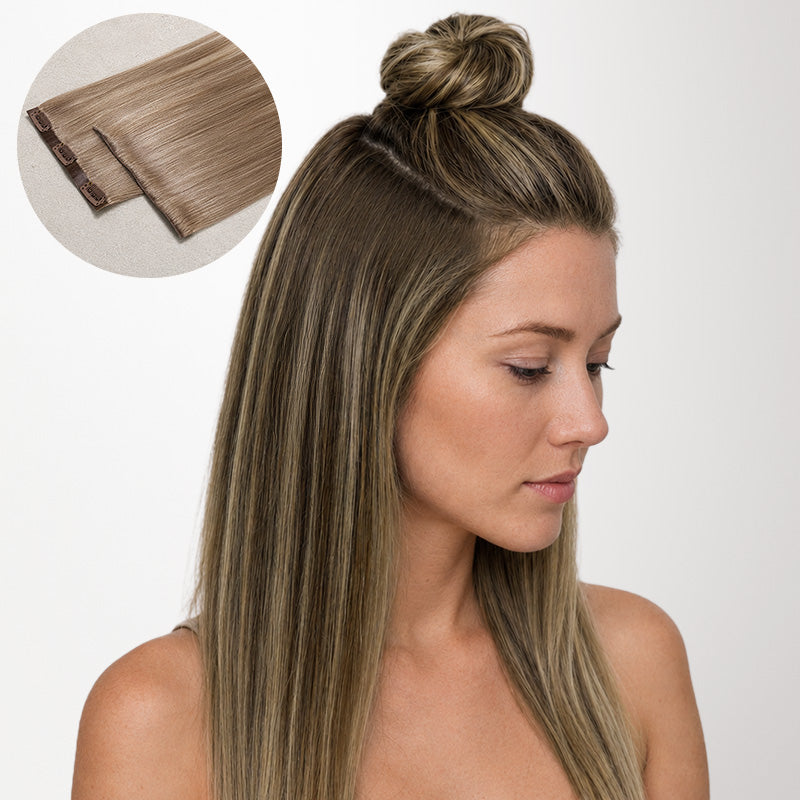 Caramel Blonde Balayage (4/27/4) Invisi Edge Seamless Clip-Ins (130g-170g)