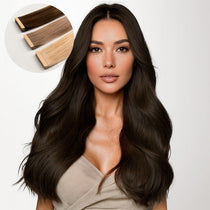 Chocolate Brown (4A) Tape-Ins 50g_100% Remy Human Hair extensions and accessories.