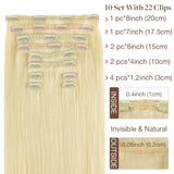 Double Drawn Clip in Hair Extensions 160g-sale