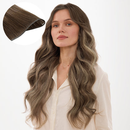 Honey Blonde Balayage (4/26/4) Genius Weft Hair Extensions (50-120g)_100% Remy Human Hair.