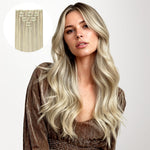 Ash Blonde Highlights (17A/60A) Seamless Clip-Ins (130g-150g) – 100% Remy Human Hair by GOO GOO Hair.