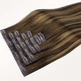 Karamellblondes Balayage (4/27/4) nahtlose Clip-Ins