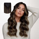 Dark Brown Balayage (2/6/2) Seamless Clip-Ins [Clearance] _100% Remy Human Hair.