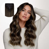 Dark Brown Balayage (2/6/2) Seamless Clip-Ins [Clearance] _100% Remy Human Hair.