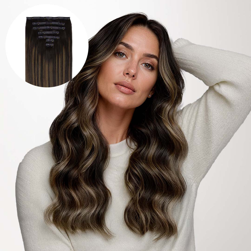 Dark Brown Balayage (2/6/2) Seamless Clip-Ins (130g-160g)