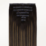 Dark Brown Balayage (2/6/2) Seamless Clip-Ins [Clearance] _100% Remy Human Hair.