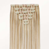 Dirty Blonde Highlights (18A/613A) Seamless Clip-Ins (130g-160g) – 100% Remy Human Hair by GOO GOO Hair.
