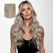 Dark Blonde Highlighted Bleach Blonde (18A/613A) Seamless Clip-Ins [Clearance] _100% Remy Human Hair.