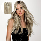 Golden Blonde Highlights (8/22) Seamless Clip-Ins (130g-150g) – 100% Remy Human Hair by GOO GOO Hair.