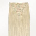 Platinum Blonde (60A) Seamless Clip-Ins (130g-150g) – 100% Remy Human Hair by GOO GOO Hair.
