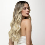Platinum Blonde Balayage (17/22/60) Seamless Clip-Ins (130g-150g) – 100% Remy Human Hair by GOO GOO Hair.