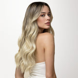 Platinum Blonde Balayage (17/22/60) Seamless Clip-Ins (130g-150g) – 100% Remy Human Hair by GOO GOO Hair.