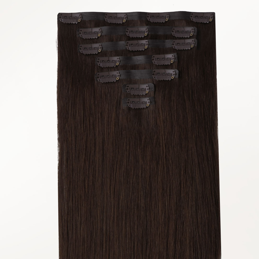 Chocolate Brown (4A) Seamless Clip-Ins [Clearance] _100% Remy Human Hair.
