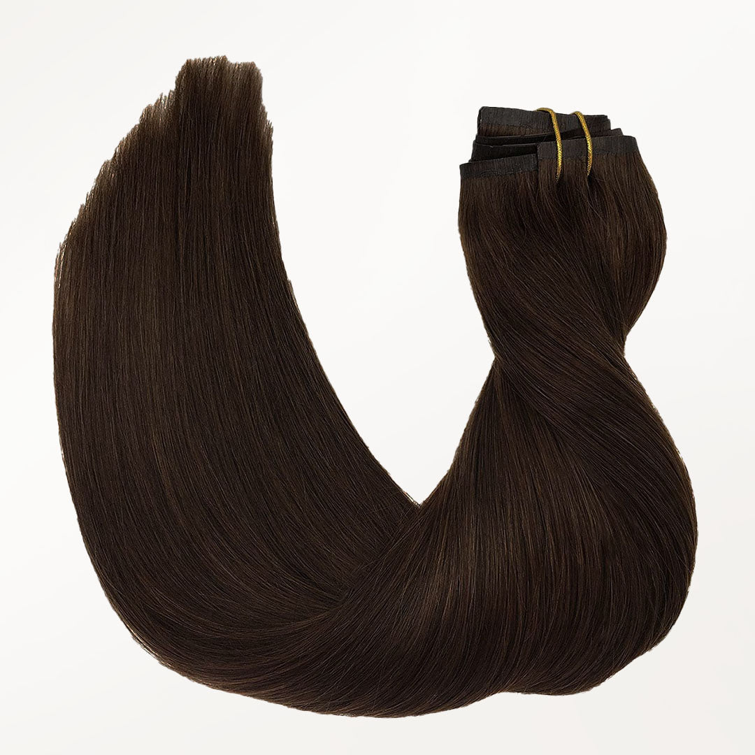 Chocolate Brown (4A) Seamless Clip-Ins [Clearance] _100% Remy Human Hair.
