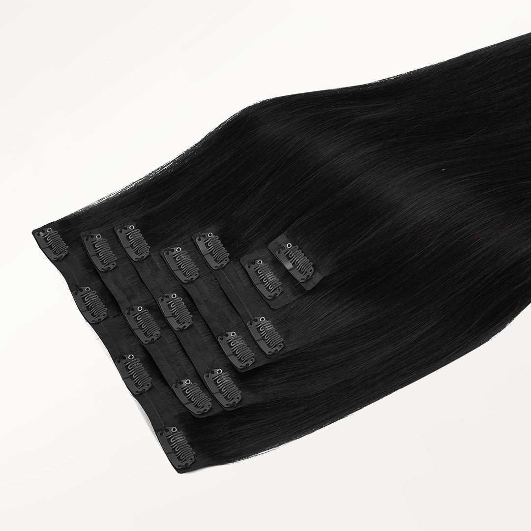 Jet Black Clip-Ins - 130g Full, Seamless, Remy Hair display picture 1