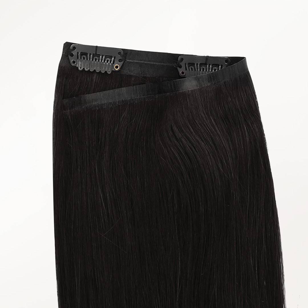 Natural Black (1B) Seamless Clip-Ins (130g-160g) – 100% Remy Human Hair by GOO GOO Hair.
