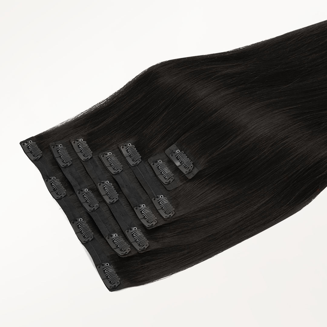 Natural Black (1B) Seamless Clip-Ins (130g-160g) – 100% Remy Human Hair by GOO GOO Hair.