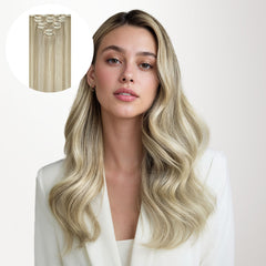 Ash Blonde Highlights (17A/60A) Classic Clip-Ins (150g-170g) [Clearance]_100% Remy Human Hair.