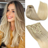 Platinum Blonde Balayage (17/22/60) 150G Clip-Ins