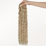 Ash Blonde Highlights (17B/20A) Elf Curly Clip-in Hair Extensions (120-150g)_100% Remy Human Hair.