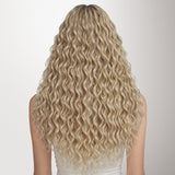 Ash Blonde Highlights (17B/20A) Elf Curly Clip-in Hair Extensions (120-150g)_100% Remy Human Hair.