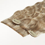 Ash Blonde Highlights (17B/20A) Elf Curly Clip-in Hair Extensions (120-150g)_100% Remy Human Hair.