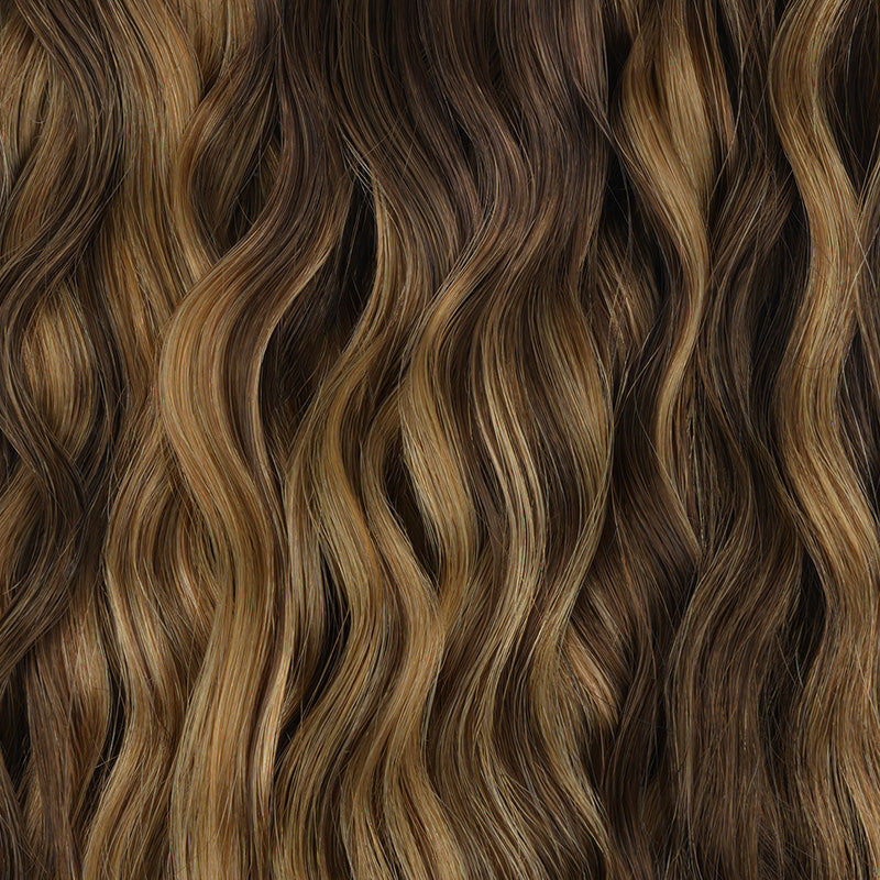 Caramel Blonde Balayage (4/27/4) Elf Curly Clip-in Hair Extensions (120-150g)_100% Remy Human Hair.