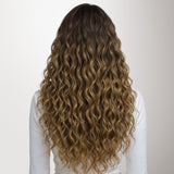 Caramel Blonde Balayage (4/27/4) Elf Curly Clip-in Hair Extensions (120-150g)_100% Remy Human Hair.