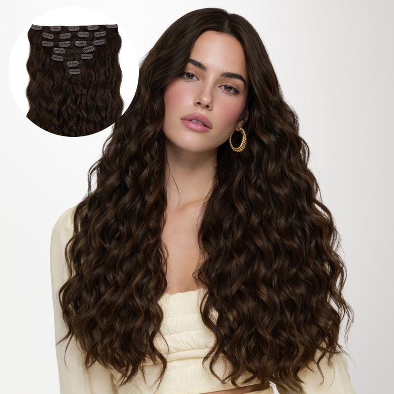 Chocolate Brown (4A) Elf Curly Clip-in Hair Extensions (120  display picture 2