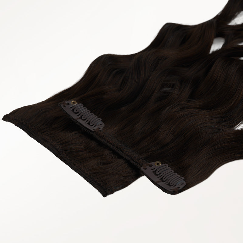 Dark Brown (2) Elf Curly Clip-in Hair Extensions (120-150g)_100% Remy Human Hair.