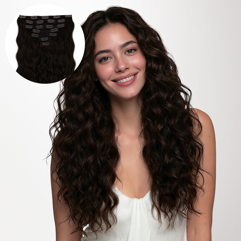 Dark Brown (2) Elf Curly Clip-in Hair Extensions (120-150g)