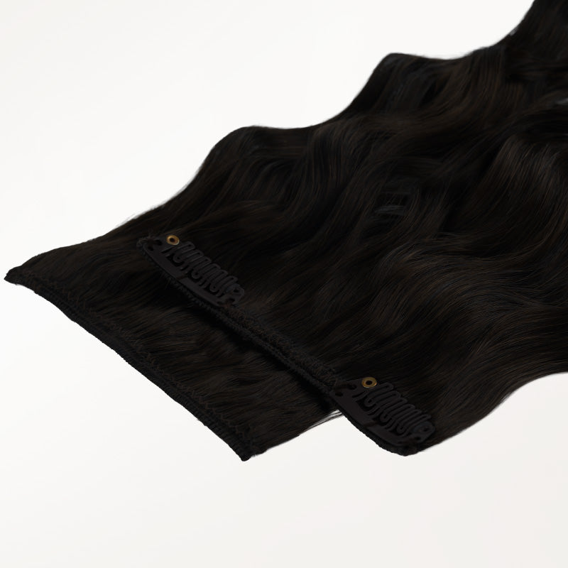 Natural Black (1B) Elf Curly Clip-in Hair Extensions (120-150g)_100% Remy Human Hair.