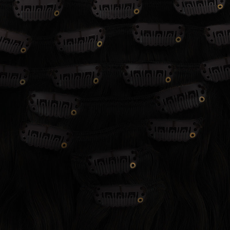 Jet Black (1) Elf Curly Clip-in Hair Extensions (120-150g)_100% Remy Human Hair.