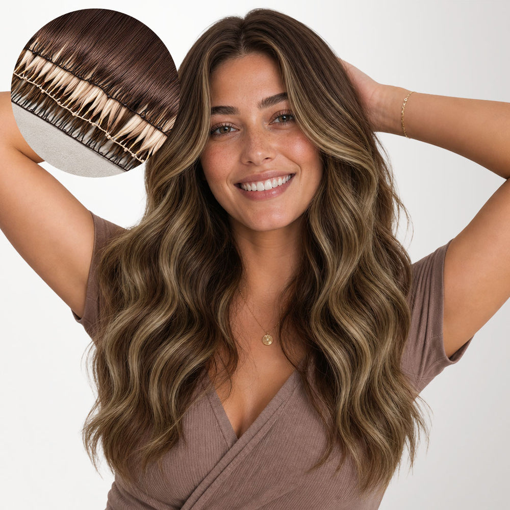 Caramel Blonde Balayage (4/27/4) Feather Weft Hair Extension (50g-60g)
