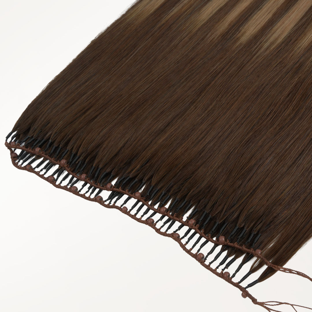  Caramel Blonde Balayage (4/27/4) Feather Weft Hair Extension (50g-60g)_100% Remy Human Hair extensions and accessories.
